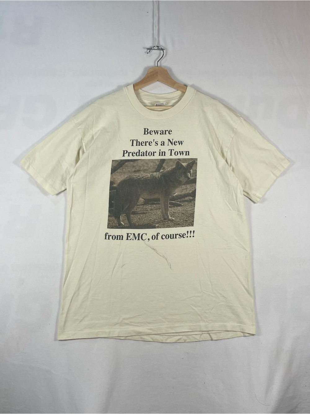 Vintage Anvil Symmetrix EMC Advertisement Wolf Double Sided T shirt USA Sz XL